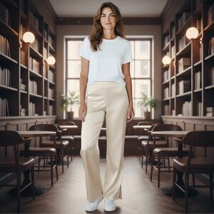 St.John Collection Ivory Pants Women’s 12 NEW Retro Silk Lined High Rise office